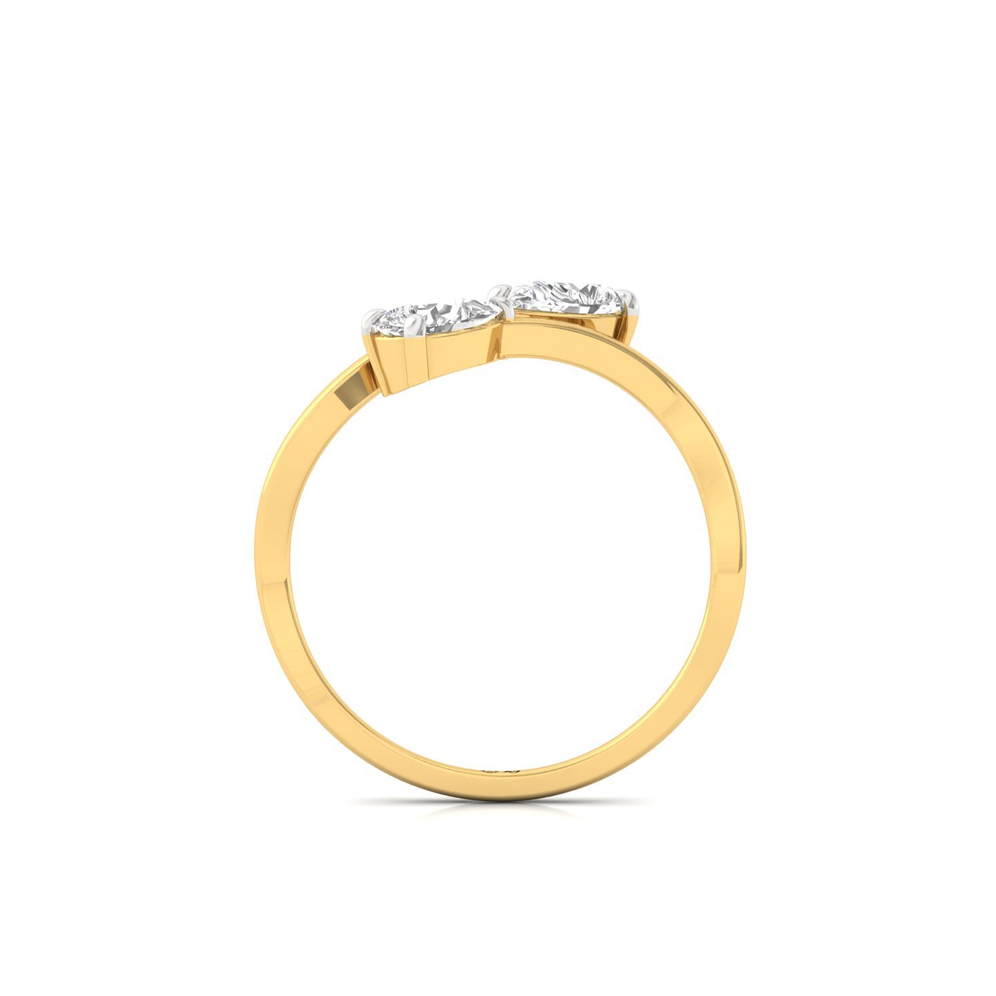 Pear Cut Toi et Moi Diamond Ring | Lab Grown CVD Diamond Two Stone Ring of Love | 925 Silver | 10K | 14K | 18K - View 3