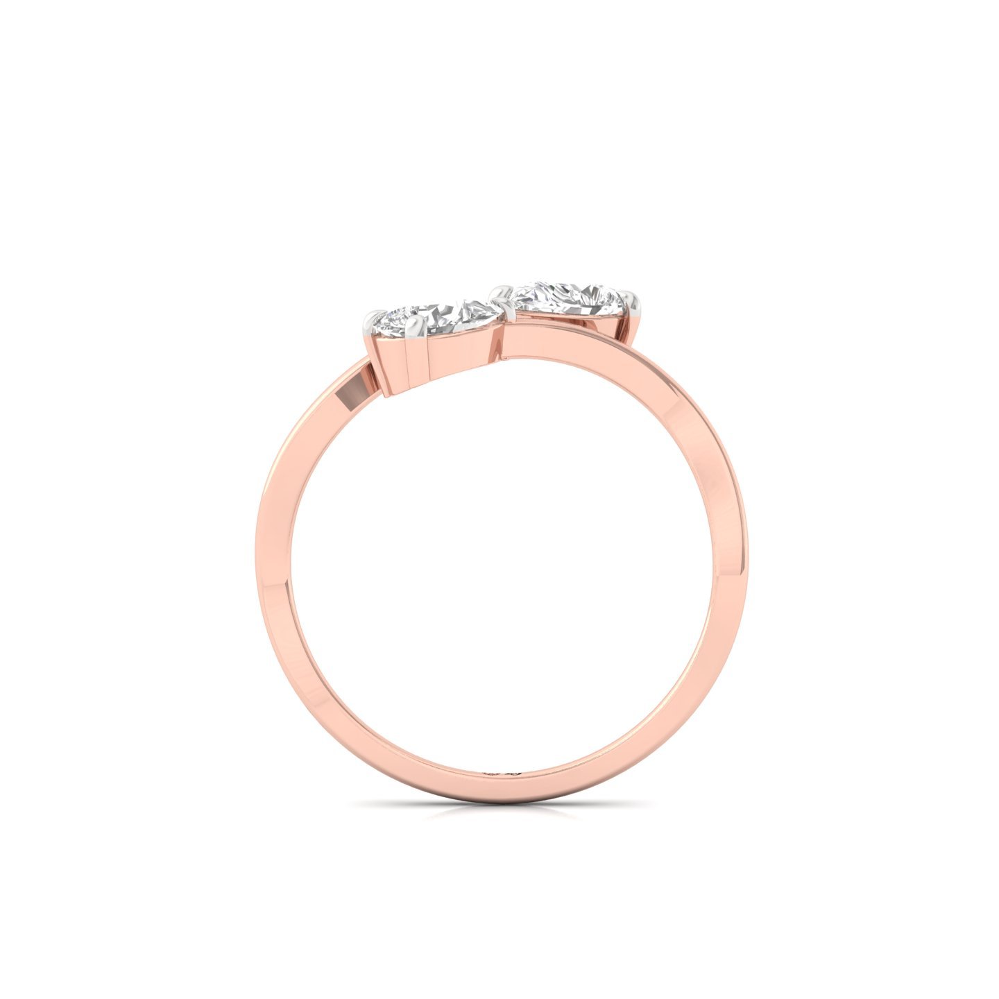 Pear Cut Toi et Moi Diamond Ring | Lab Grown CVD Diamond Two Stone Ring of Love | 925 Silver | 10K | 14K | 18K - View 3