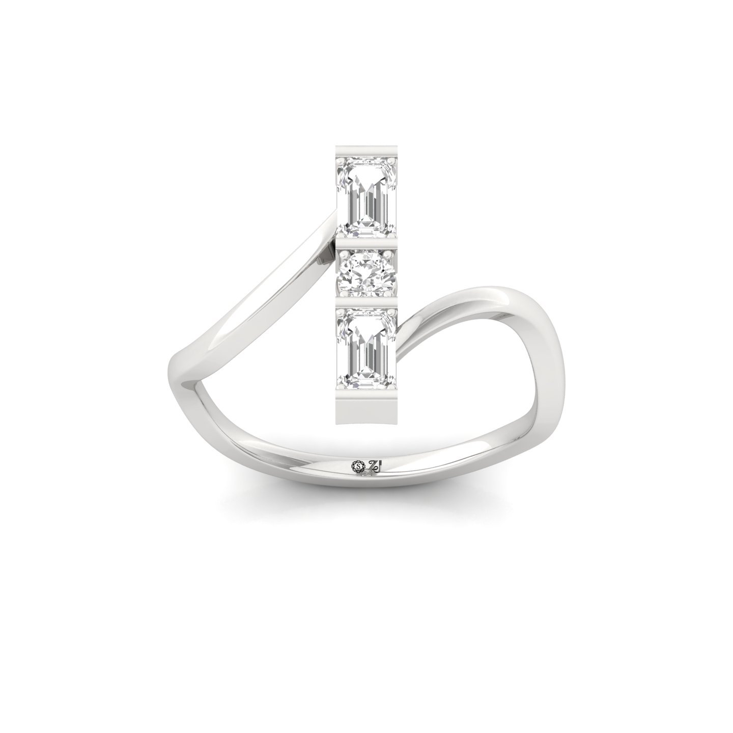 Emerald & Round Cut Diamond Toi et Moi Ring | Modern Lab Grown CVD Diamond Statement Ring | 925 Silver | 10K | 14K | 18K - Main View