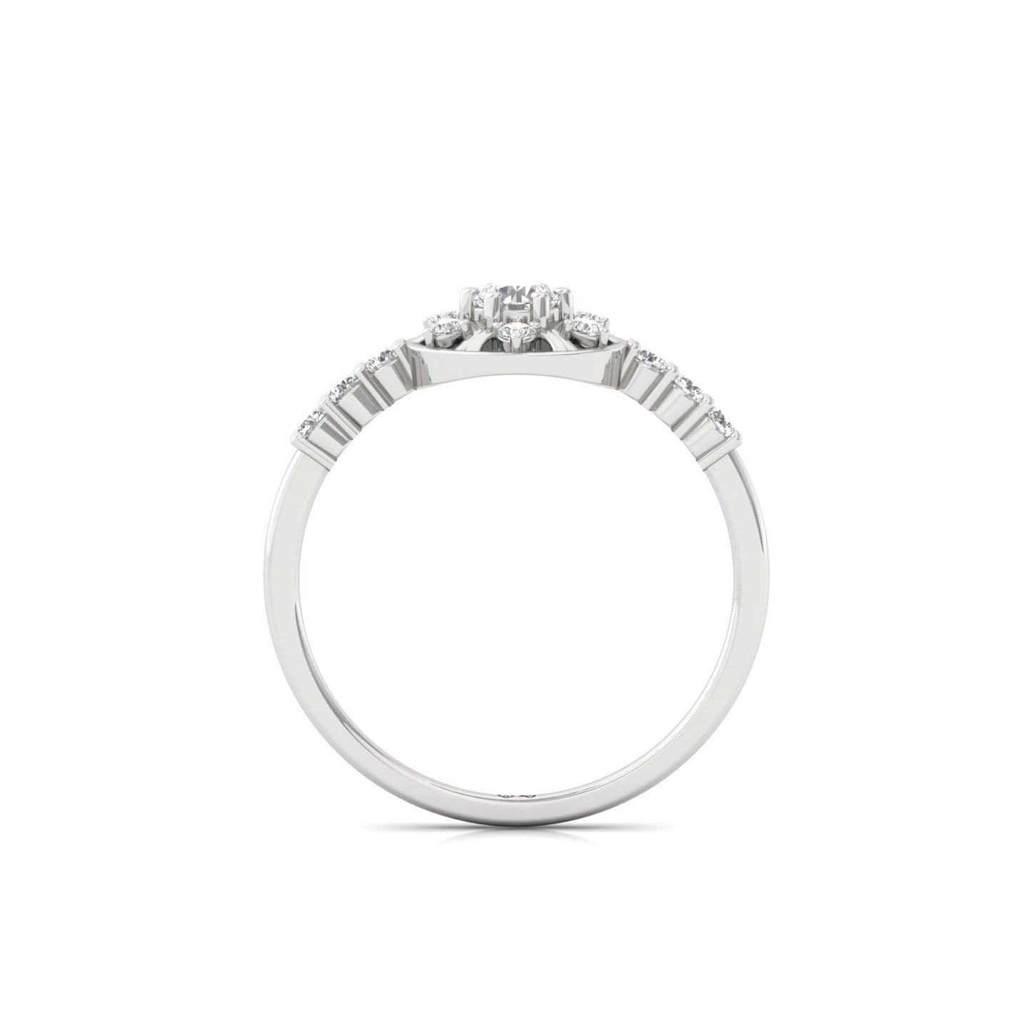 Round Cut Diamond Floral Halo Ring | Lab Grown CVD Diamond Engagement Ring | 925 Silver | 10K | 14K | 18K - View 3
