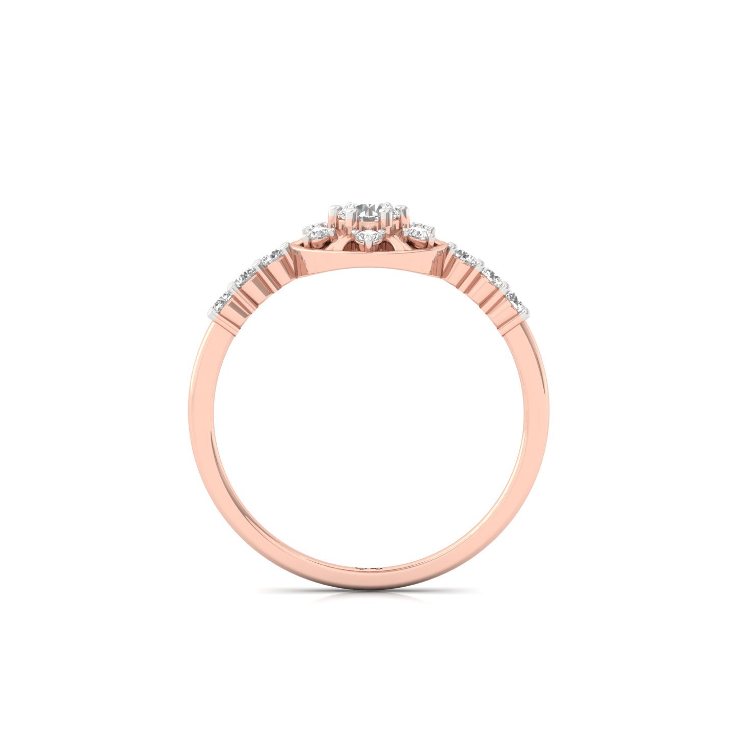 Round Cut Diamond Floral Halo Ring | Lab Grown CVD Diamond Engagement Ring | 925 Silver | 10K | 14K | 18K - View 3