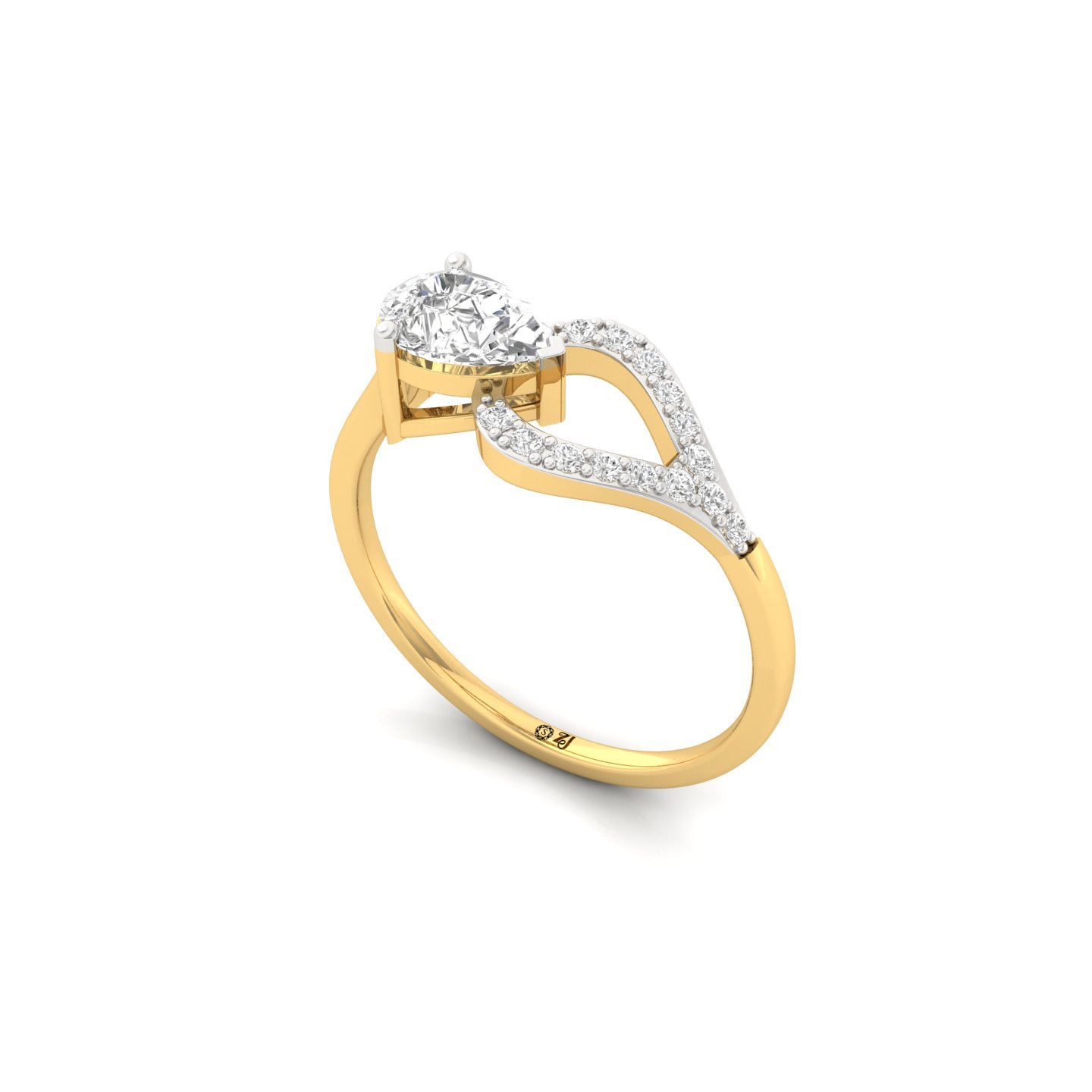 Pear Cut Diamond Halo Engagement Ring | Lab Grown CVD Diamond Teardrop Ring | 925 Silver | 10K | 14K | 18K - View 2