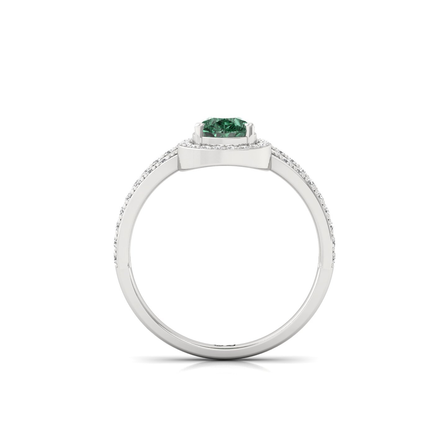 Pear Cut Green Diamond Halo Engagement Ring | Lab Grown CVD Diamond Statement Ring | 925 Silver | 10K | 14K | 18K - View 3