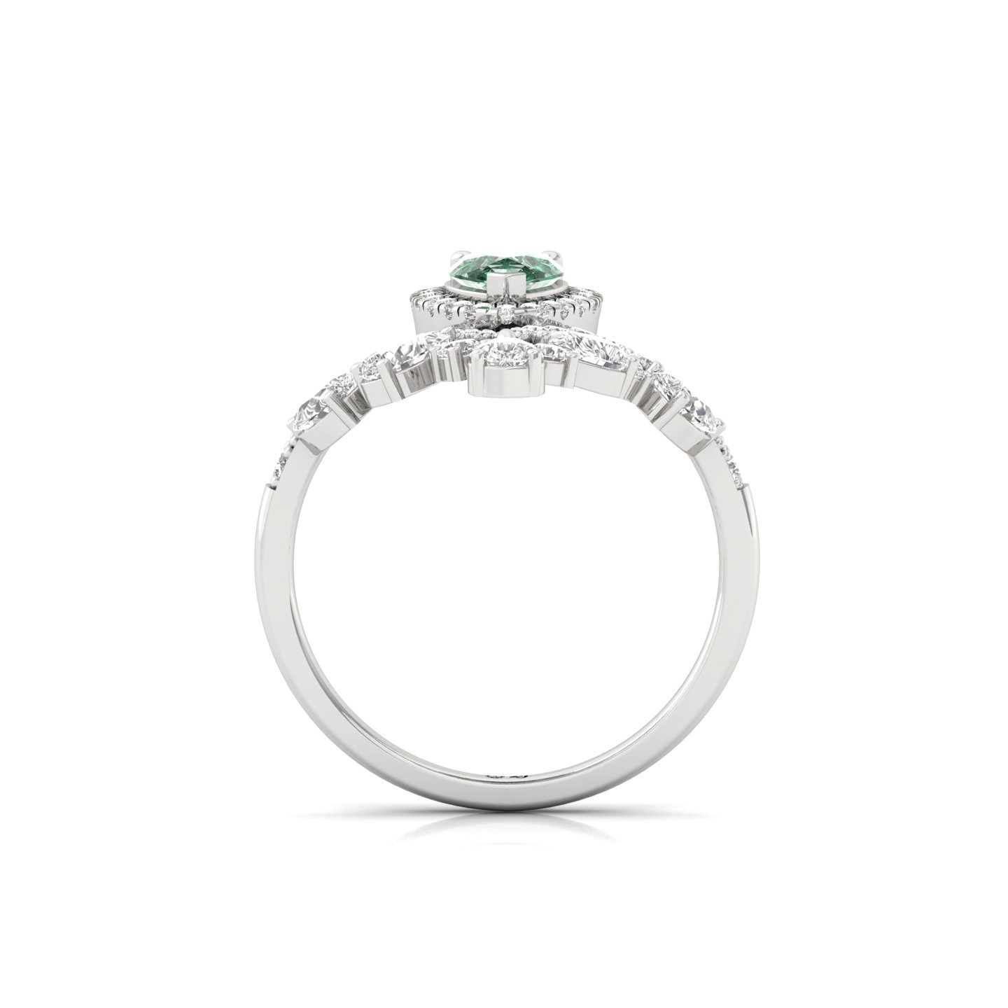Pear Cut Green Diamond Designer Cocktail Ring | Lab Grown CVD Diamond Statement Jewellery | 925 Silver | 10K | 14K | 18K - View 3