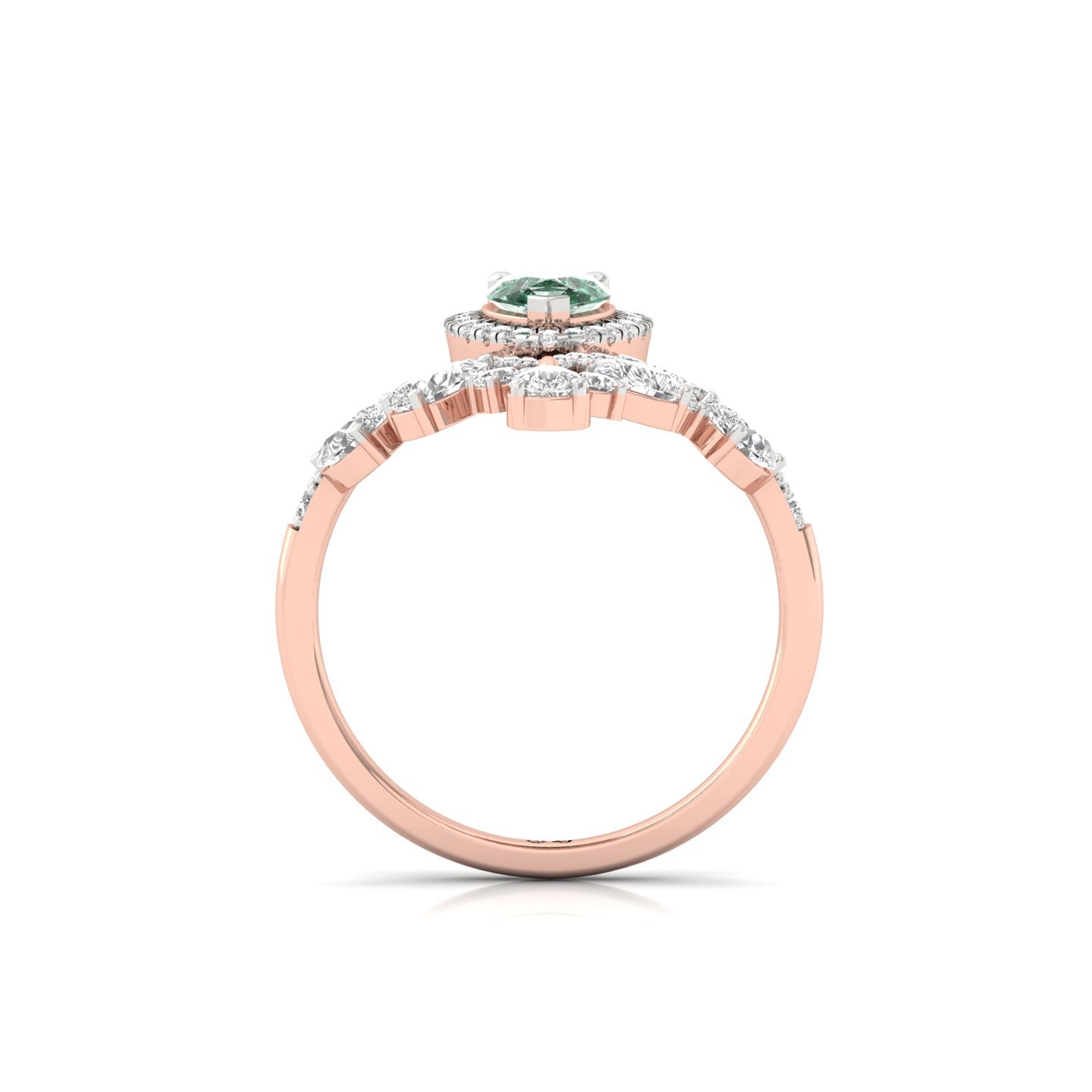 Pear Cut Green Diamond Designer Cocktail Ring | Lab Grown CVD Diamond Statement Jewellery | 925 Silver | 10K | 14K | 18K - View 3