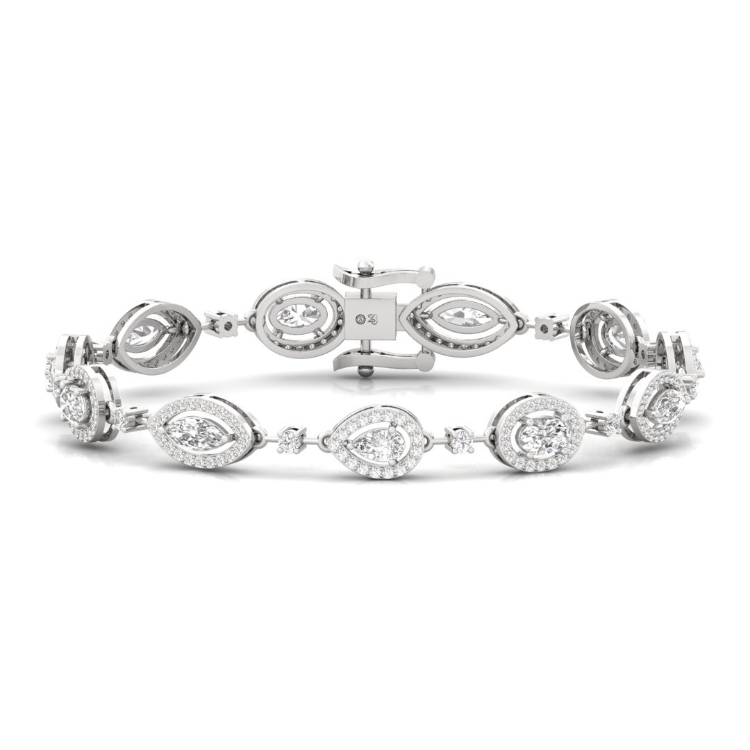 Mixed Cut Diamond Tennis Bracelet | Lab Grown CVD Diamond Luxury Bracelet | 925 Silver | 10K | 14K | 18K - Main View