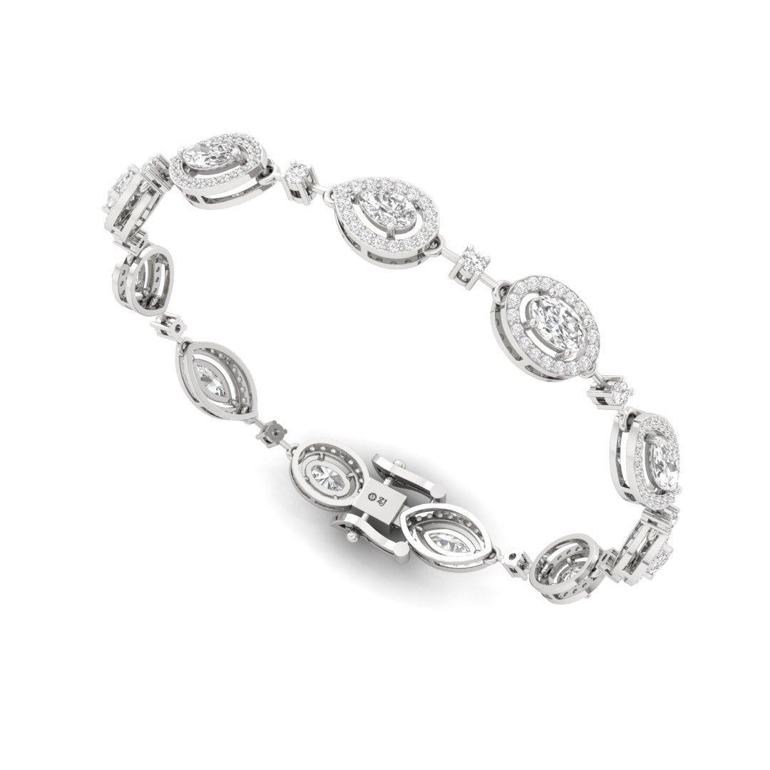 Mixed Cut Diamond Tennis Bracelet | Lab Grown CVD Diamond Luxury Bracelet | 925 Silver | 10K | 14K | 18K - View 2