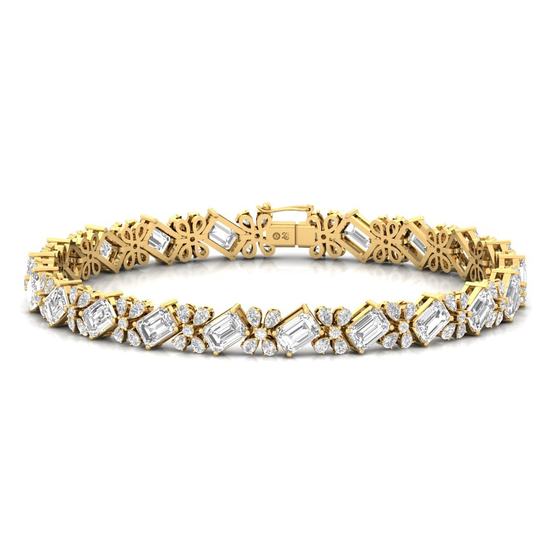 Emerald & Pear Cut Diamond Bracelet | Lab Grown CVD Diamond Luxury Tennis Bracelet | 925 Silver | 10K | 14K | 18K - Gold Main View