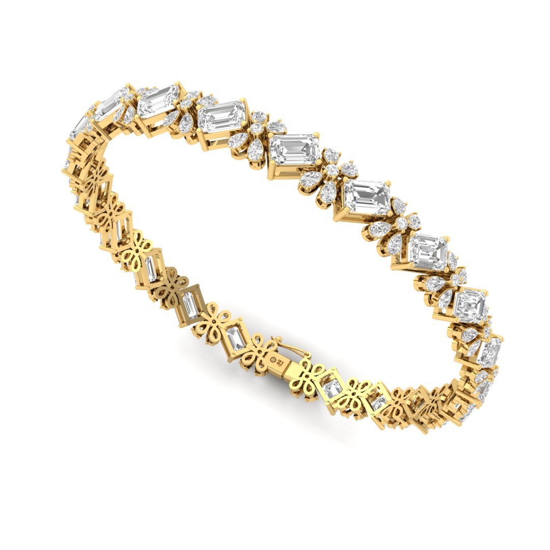 Emerald & Pear Cut Diamond Bracelet | Lab Grown CVD Diamond Luxury Tennis Bracelet | 925 Silver | 10K | 14K | 18K - View 2