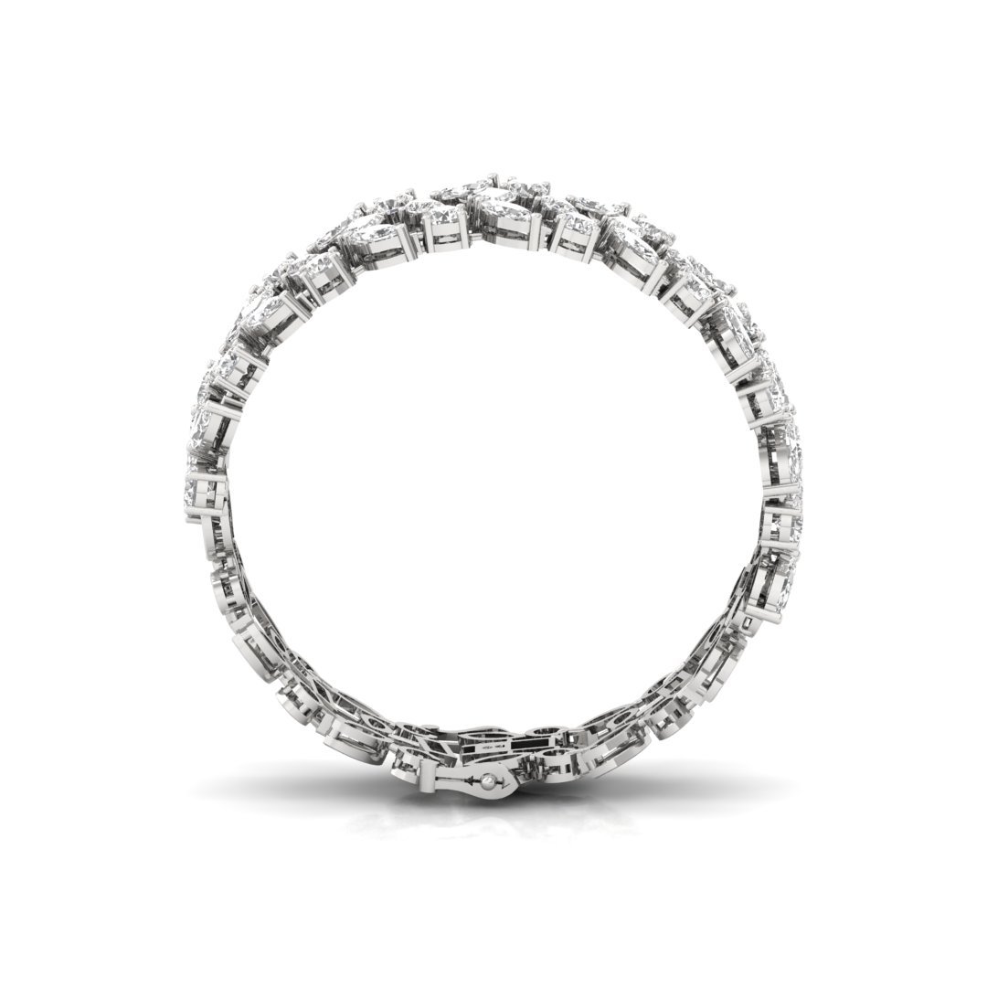 Emerald, Marquise & Pear Cut Diamond Bracelet | Lab Grown CVD Diamond Wide Statement Bracelet | 925 Silver | 10K | 14K | 18K - View 3