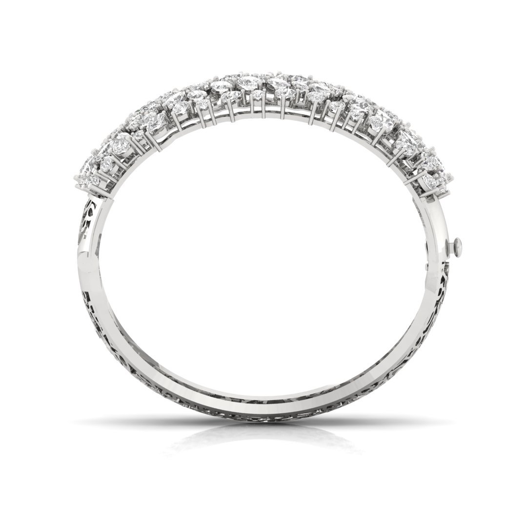 Pear & Marquise Cut Diamond Wide Bangle Bracelet | Lab Grown CVD Diamond Luxury Statement Jewellery | 925 Silver | 10K | 14K | 18K - View 3