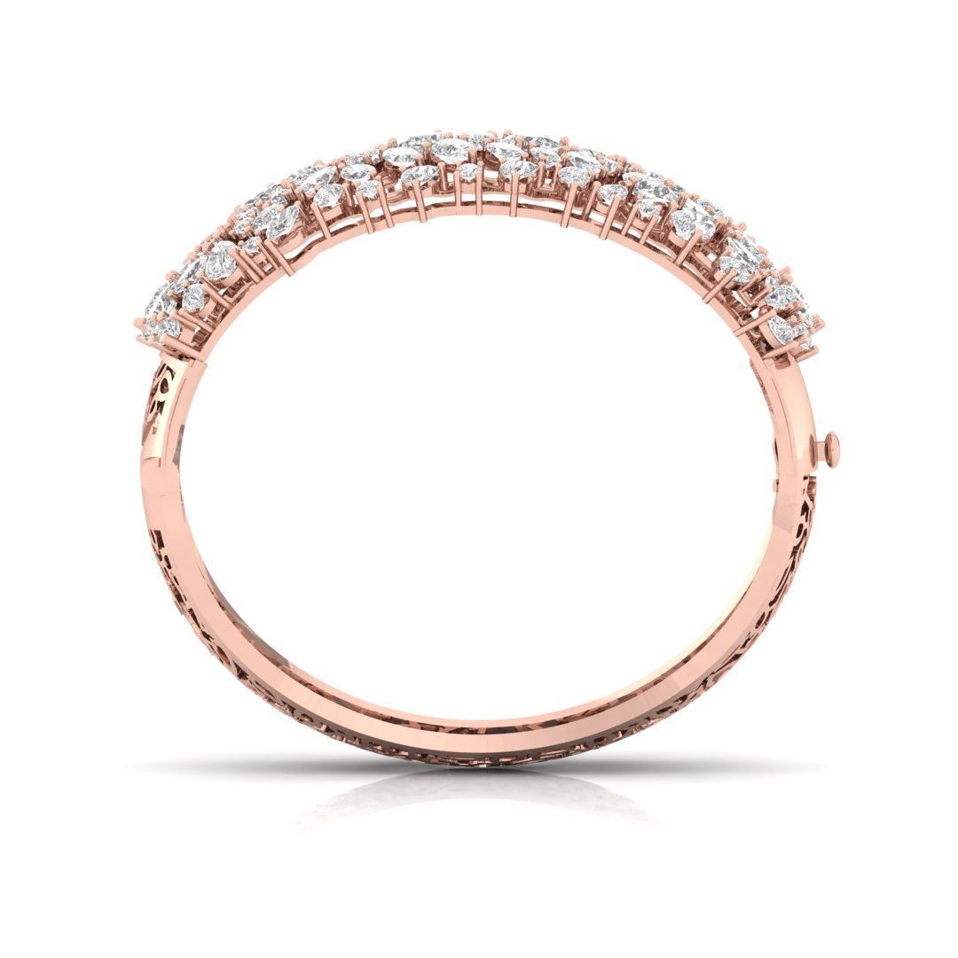 Pear & Marquise Cut Diamond Wide Bangle Bracelet | Lab Grown CVD Diamond Luxury Statement Jewellery | 925 Silver | 10K | 14K | 18K - View 3