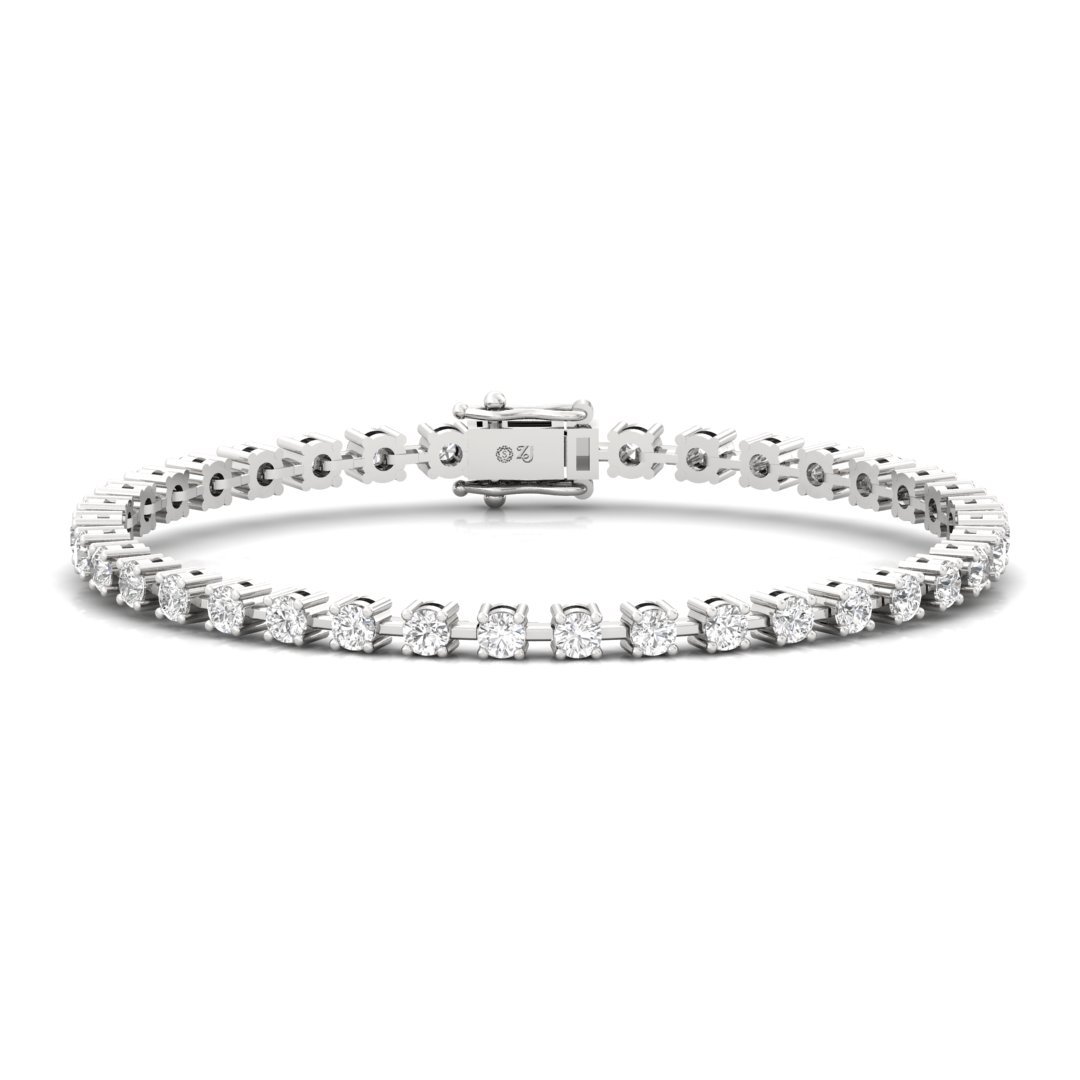 Round Cut Diamond Tennis Bracelet | Classic Lab Grown CVD Diamond Line Bracelet | 925 Silver | 10K | 14K | 18K - Main View