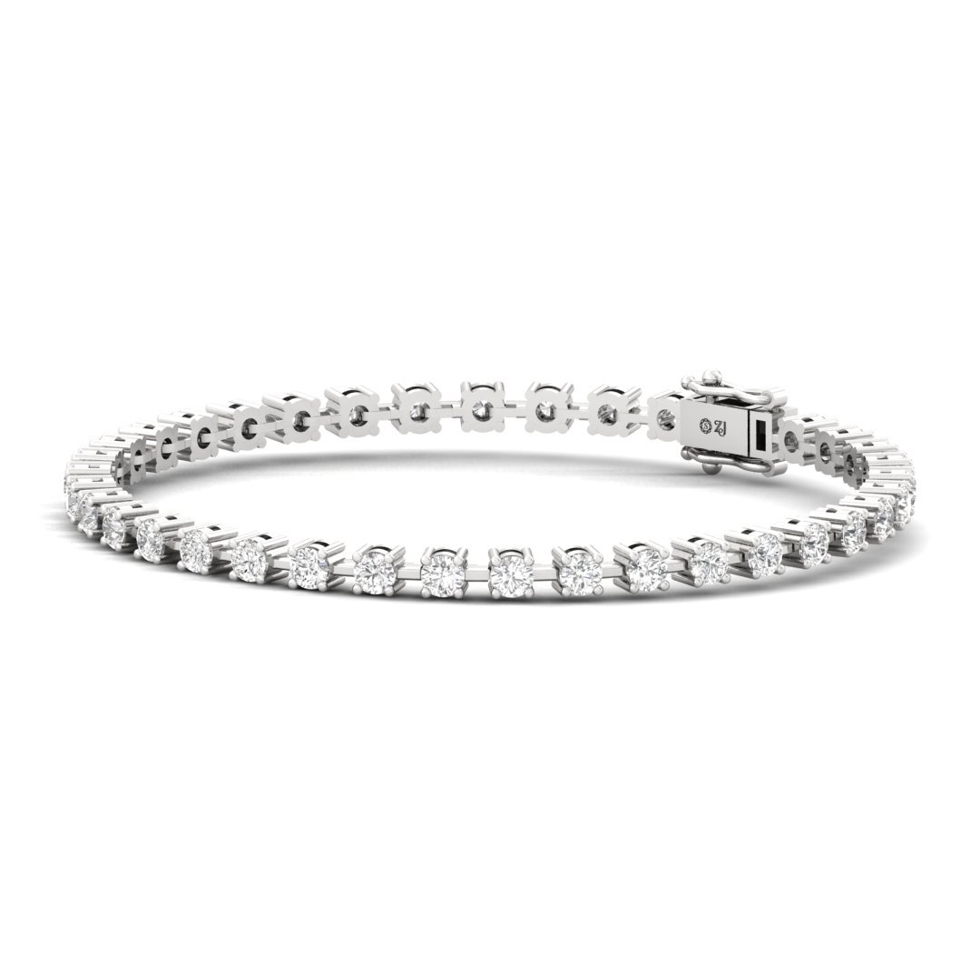 Round Cut Diamond Tennis Bracelet | Classic Lab Grown CVD Diamond Line Bracelet | 925 Silver | 10K | 14K | 18K - View 3