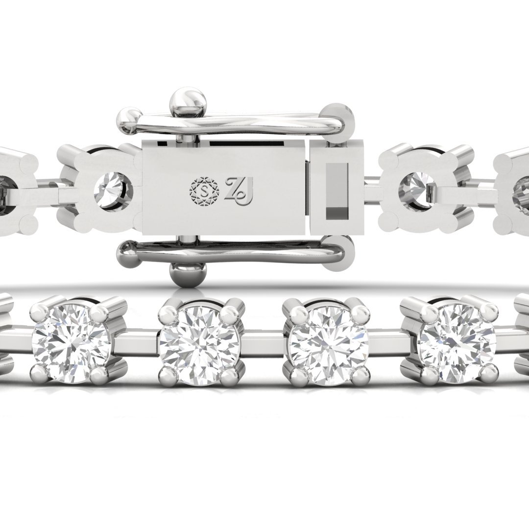 Round Cut Diamond Tennis Bracelet | Classic Lab Grown CVD Diamond Line Bracelet | 925 Silver | 10K | 14K | 18K - View 2