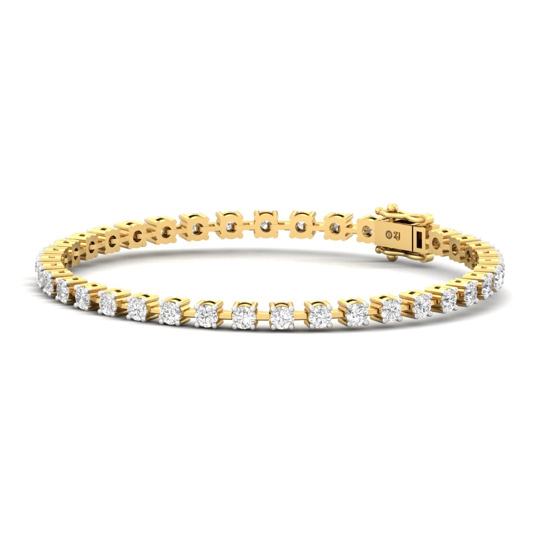 Round Cut Diamond Tennis Bracelet | Classic Lab Grown CVD Diamond Line Bracelet | 925 Silver | 10K | 14K | 18K - Gold Main View