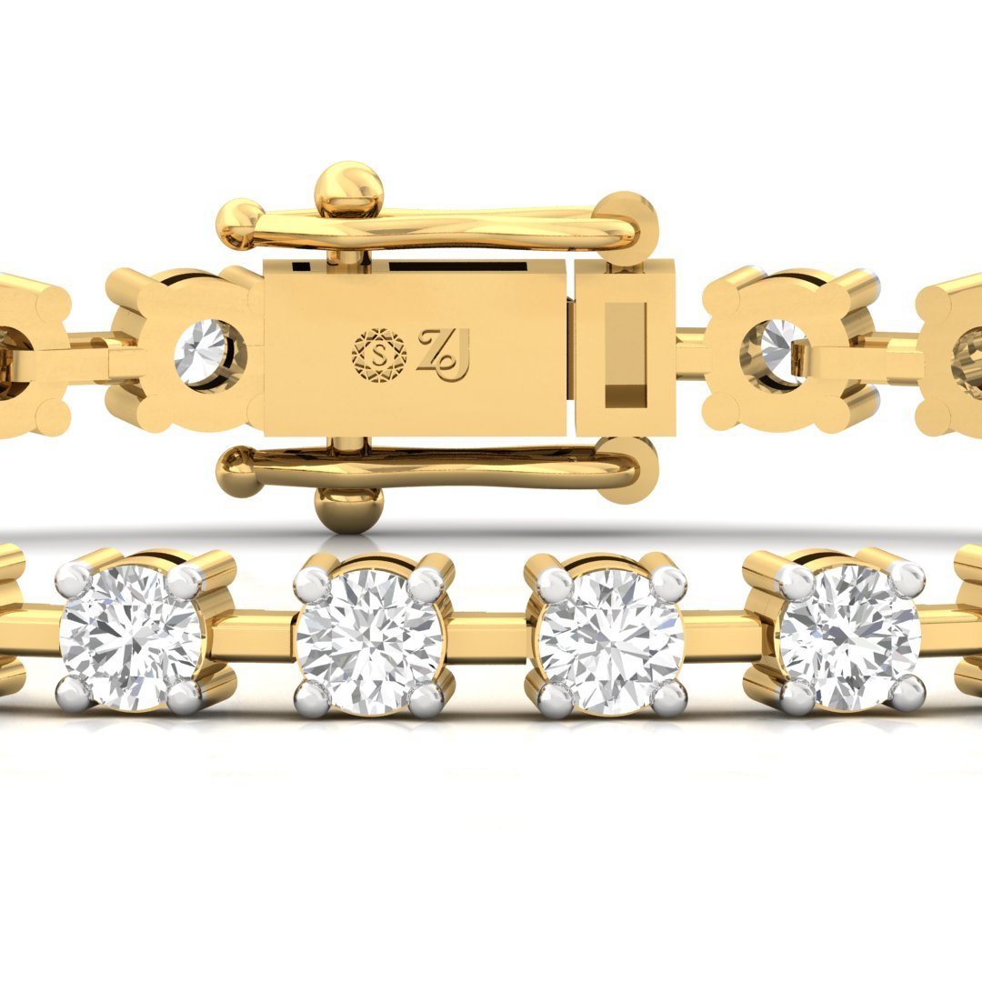 Round Cut Diamond Tennis Bracelet | Classic Lab Grown CVD Diamond Line Bracelet | 925 Silver | 10K | 14K | 18K - View 2