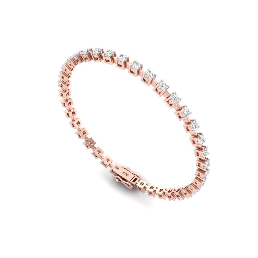 Round Cut Diamond Tennis Bracelet | Classic Lab Grown CVD Diamond Line Bracelet | 925 Silver | 10K | 14K | 18K - View 4