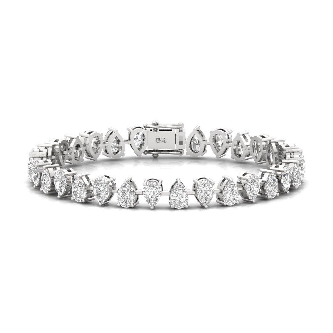 Pear Cut Diamond Tennis Bracelet | Elegant Lab Grown CVD Diamond Line Bracelet | 925 Silver | 10K | 14K | 18K - Main View
