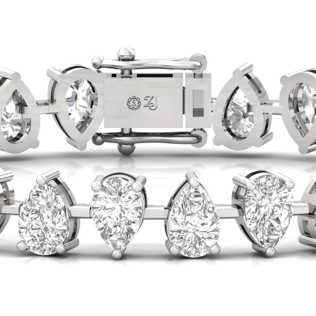 Pear Cut Diamond Tennis Bracelet | Elegant Lab Grown CVD Diamond Line Bracelet | 925 Silver | 10K | 14K | 18K - View 2