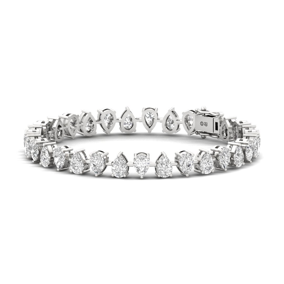 Pear Cut Diamond Tennis Bracelet | Elegant Lab Grown CVD Diamond Line Bracelet | 925 Silver | 10K | 14K | 18K - View 3