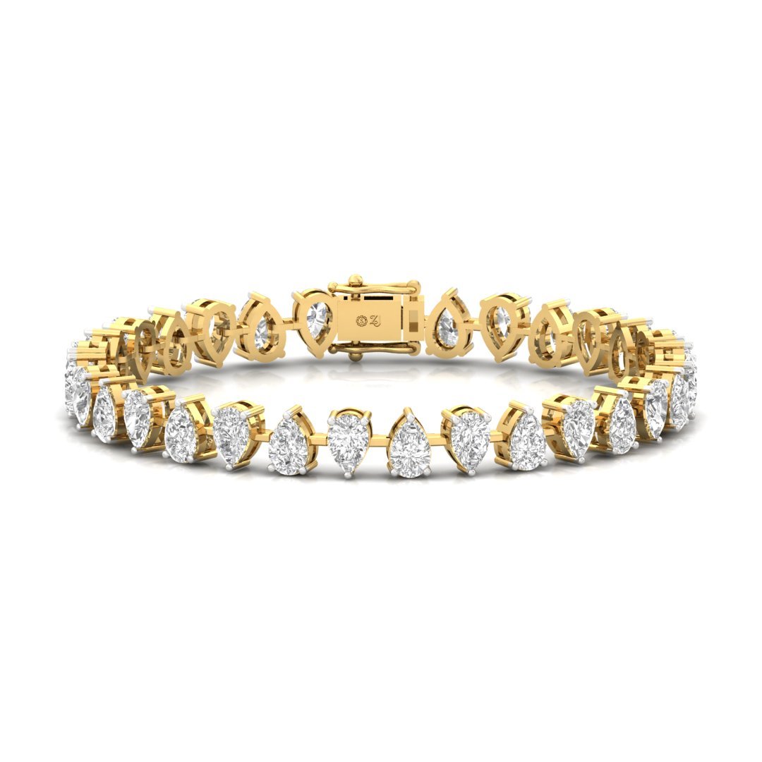 Pear Cut Diamond Tennis Bracelet | Elegant Lab Grown CVD Diamond Line Bracelet | 925 Silver | 10K | 14K | 18K - Gold Main View