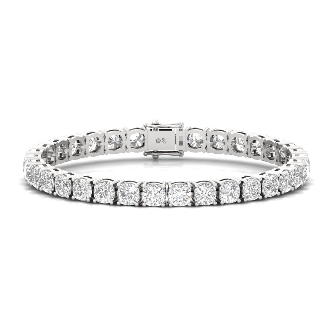Cushion Cut Diamond Tennis Bracelet | Luxury Lab Grown CVD Diamond Line Bracelet | 925 Silver | 10K | 14K | 18K - Main View