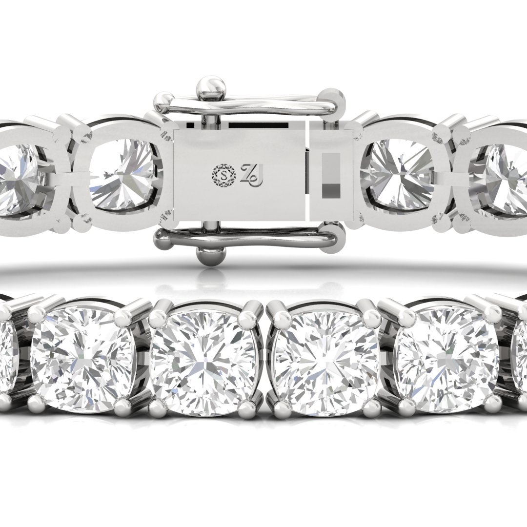 Cushion Cut Diamond Tennis Bracelet | Luxury Lab Grown CVD Diamond Line Bracelet | 925 Silver | 10K | 14K | 18K - View 2