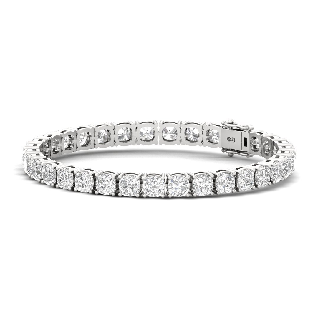 Cushion Cut Diamond Tennis Bracelet | Luxury Lab Grown CVD Diamond Line Bracelet | 925 Silver | 10K | 14K | 18K - View 3