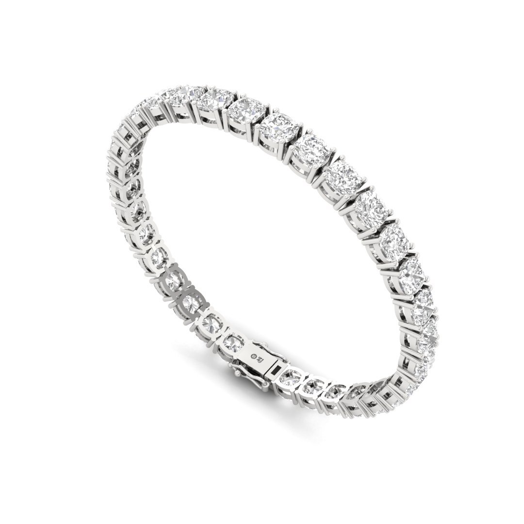 Cushion Cut Diamond Tennis Bracelet | Luxury Lab Grown CVD Diamond Line Bracelet | 925 Silver | 10K | 14K | 18K - View 4