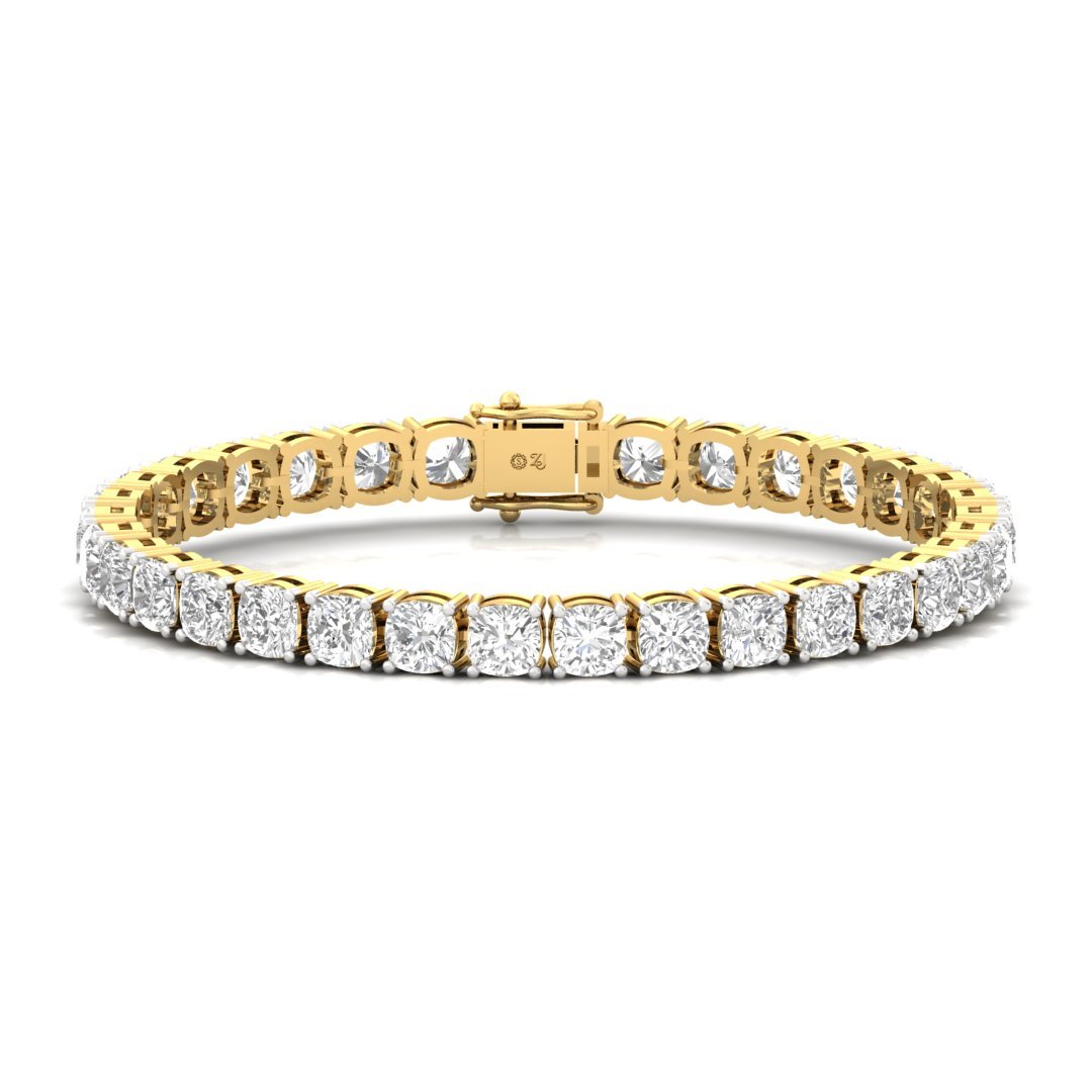 Cushion Cut Diamond Tennis Bracelet | Luxury Lab Grown CVD Diamond Line Bracelet | 925 Silver | 10K | 14K | 18K - Gold Main View