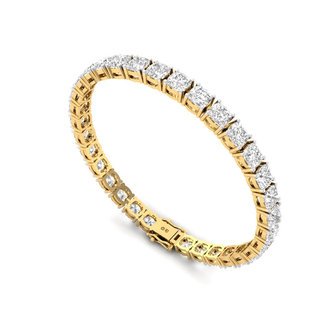 Cushion Cut Diamond Tennis Bracelet | Luxury Lab Grown CVD Diamond Line Bracelet | 925 Silver | 10K | 14K | 18K - View 4