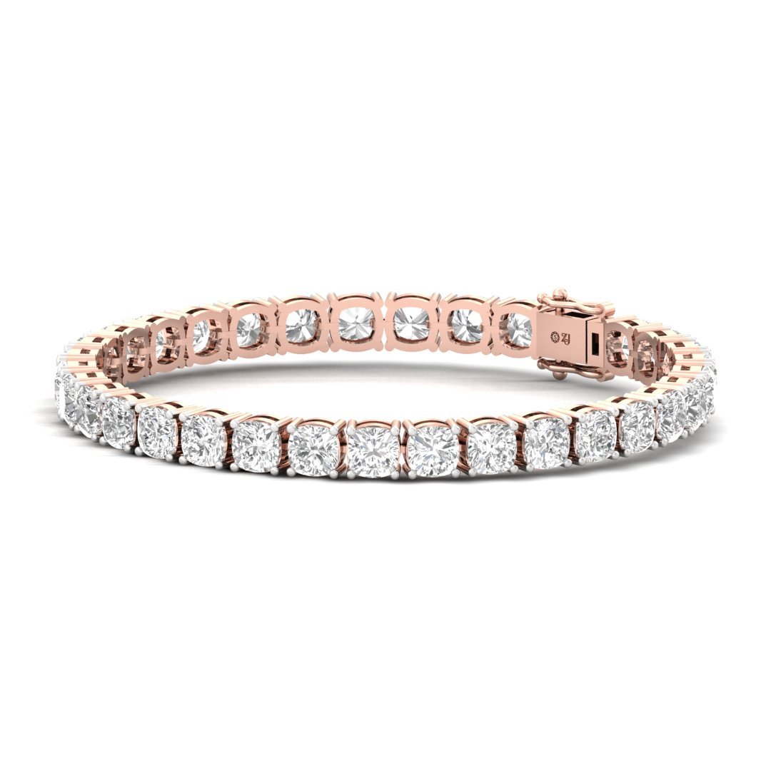 Cushion Cut Diamond Tennis Bracelet | Luxury Lab Grown CVD Diamond Line Bracelet | 925 Silver | 10K | 14K | 18K - View 3