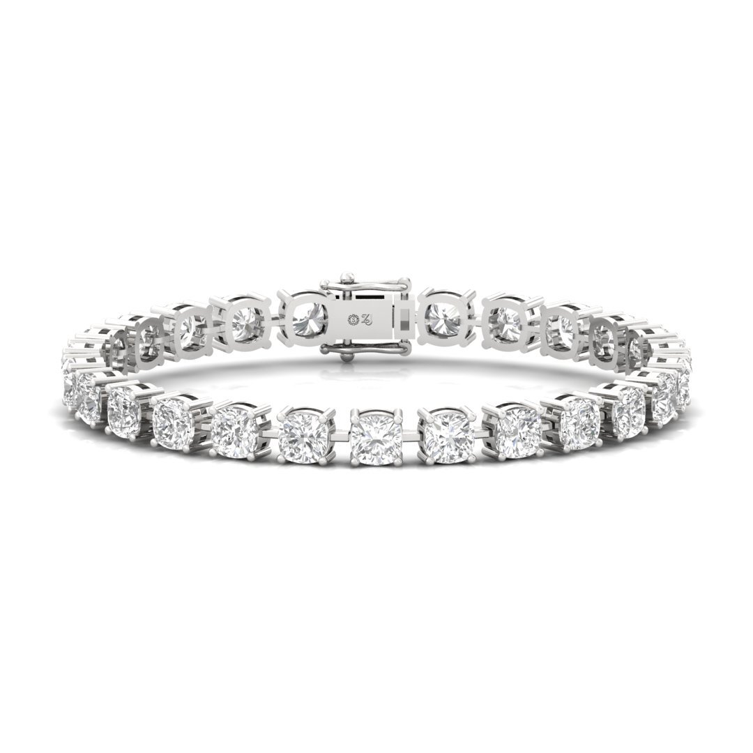 Cushion Cut Diamond Tennis Bracelet | Elegant Lab Grown CVD Diamond Line Bracelet | 925 Silver | 10K | 14K | 18K - Main View