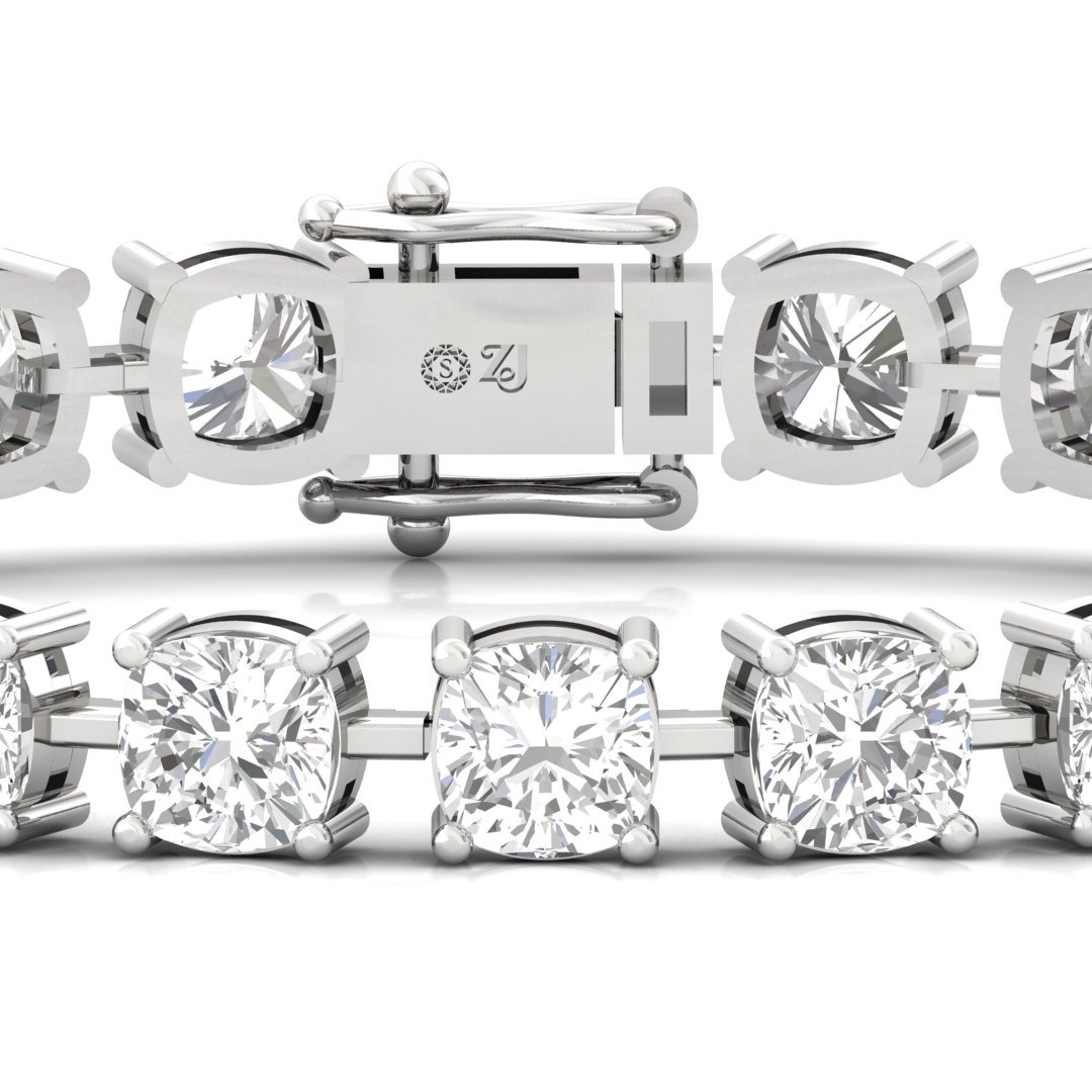 Cushion Cut Diamond Tennis Bracelet | Elegant Lab Grown CVD Diamond Line Bracelet | 925 Silver | 10K | 14K | 18K - View 2
