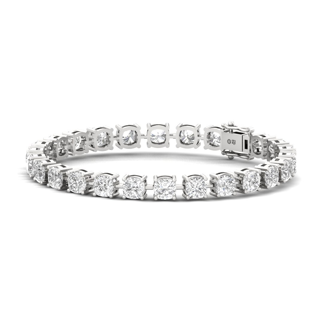 Cushion Cut Diamond Tennis Bracelet | Elegant Lab Grown CVD Diamond Line Bracelet | 925 Silver | 10K | 14K | 18K - View 3