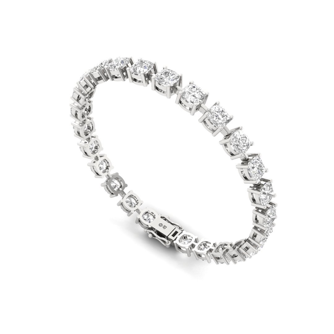 Cushion Cut Diamond Tennis Bracelet | Elegant Lab Grown CVD Diamond Line Bracelet | 925 Silver | 10K | 14K | 18K - View 4