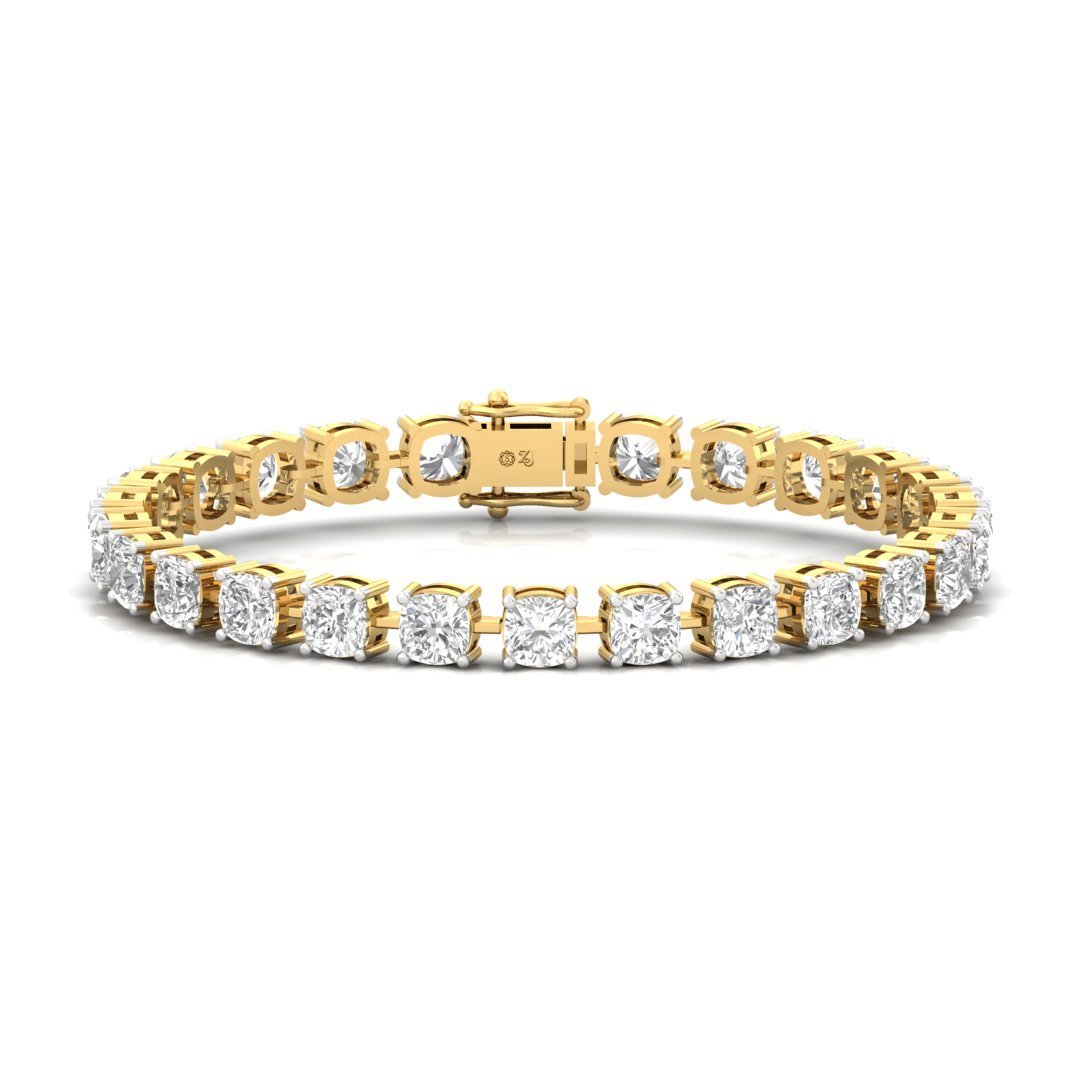 Cushion Cut Diamond Tennis Bracelet | Elegant Lab Grown CVD Diamond Line Bracelet | 925 Silver | 10K | 14K | 18K - Gold Main View