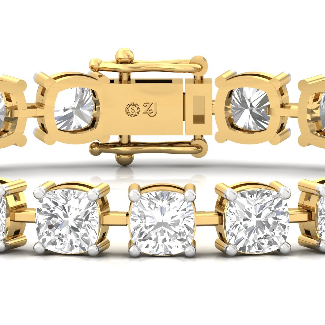 Cushion Cut Diamond Tennis Bracelet | Elegant Lab Grown CVD Diamond Line Bracelet | 925 Silver | 10K | 14K | 18K - View 2