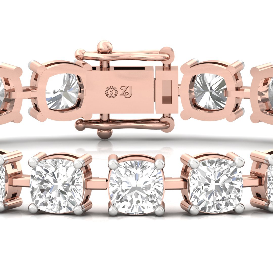 Cushion Cut Diamond Tennis Bracelet | Elegant Lab Grown CVD Diamond Line Bracelet | 925 Silver | 10K | 14K | 18K - View 2