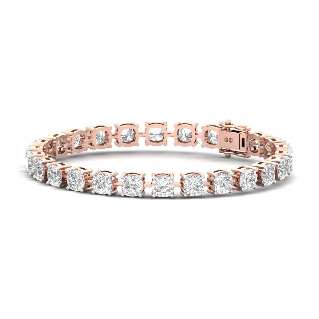 Cushion Cut Diamond Tennis Bracelet | Elegant Lab Grown CVD Diamond Line Bracelet | 925 Silver | 10K | 14K | 18K - View 3