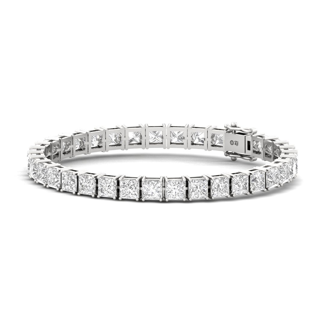 Princess Cut Diamond Tennis Bracelet | Luxurious Lab Grown CVD Diamond Line Bracelet | 925 Silver | 10K | 14K | 18K - Main View