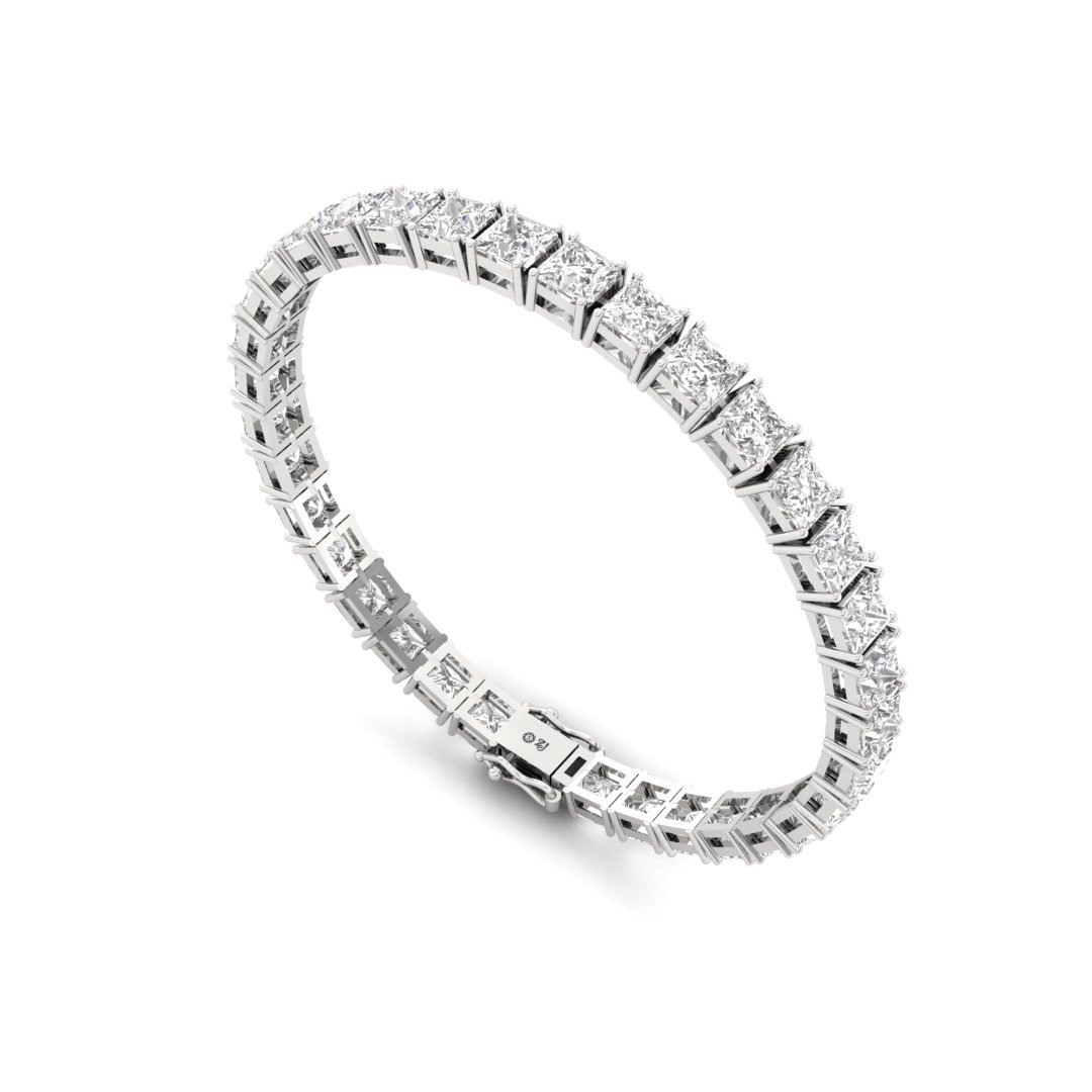 Princess Cut Diamond Tennis Bracelet | Luxurious Lab Grown CVD Diamond Line Bracelet | 925 Silver | 10K | 14K | 18K - View 4