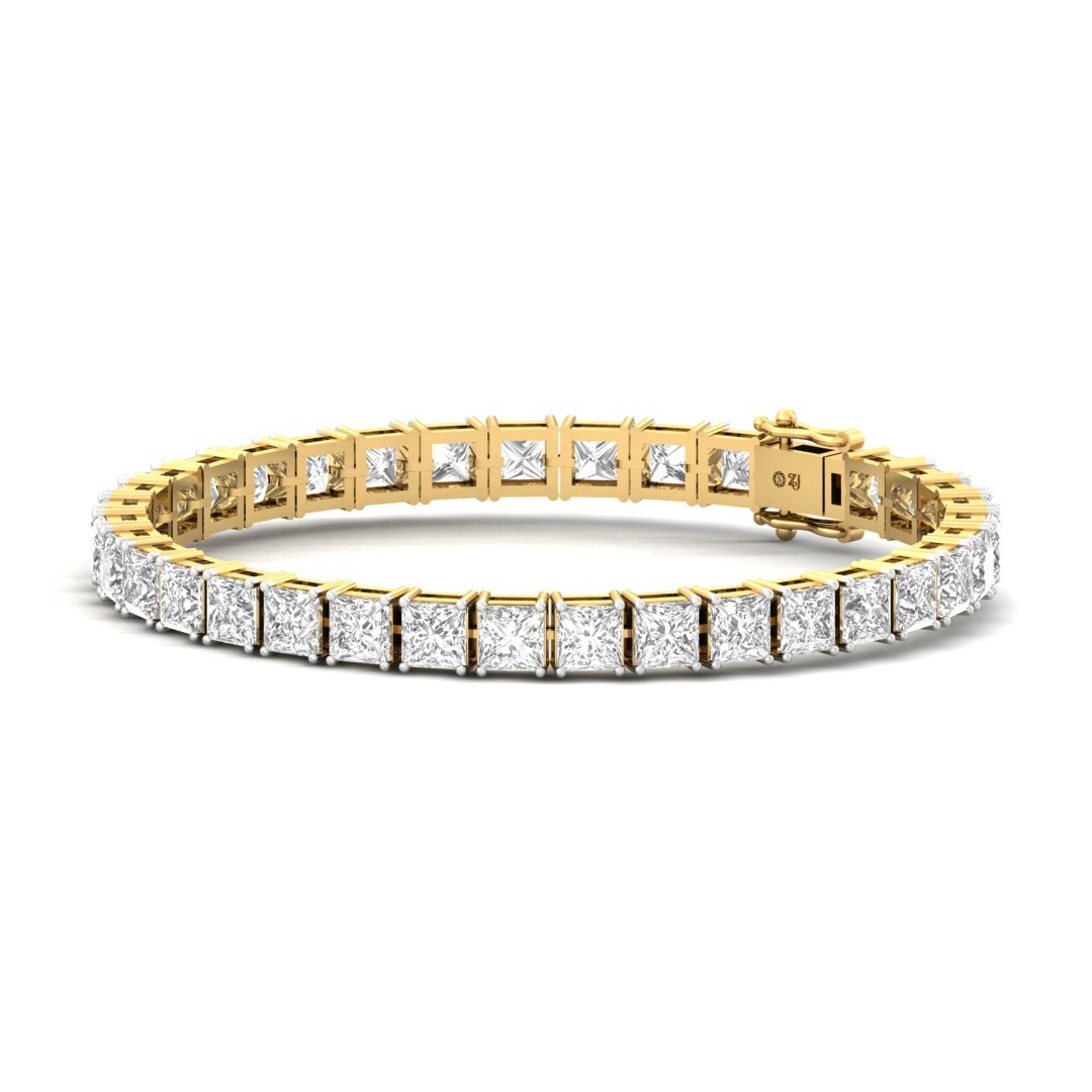 Princess Cut Diamond Tennis Bracelet | Luxurious Lab Grown CVD Diamond Line Bracelet | 925 Silver | 10K | 14K | 18K - View 3