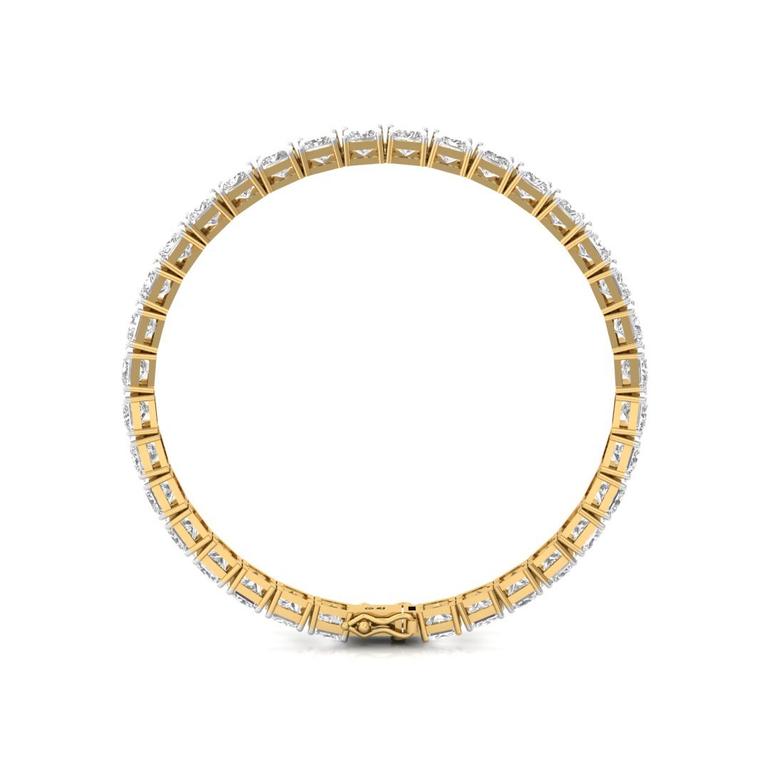 Princess Cut Diamond Tennis Bracelet | Luxurious Lab Grown CVD Diamond Line Bracelet | 925 Silver | 10K | 14K | 18K - View 5