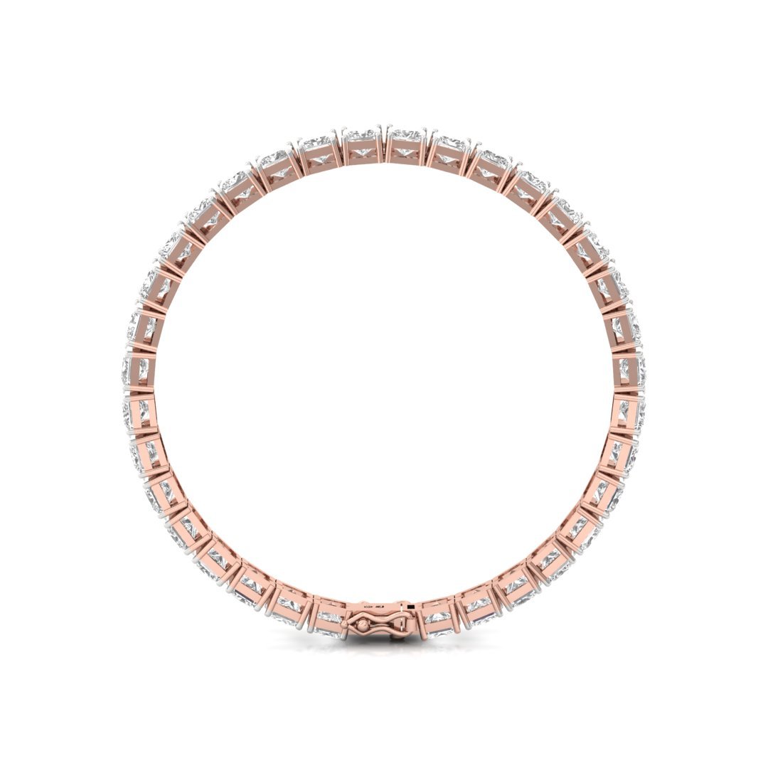 Princess Cut Diamond Tennis Bracelet | Luxurious Lab Grown CVD Diamond Line Bracelet | 925 Silver | 10K | 14K | 18K - View 5