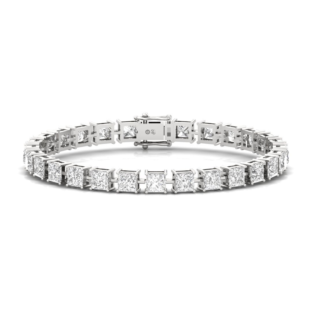 Princess Cut Diamond Tennis Bracelet | Elegant Lab Grown CVD Diamond Line Bracelet | 925 Silver | 10K | 14K | 18K - Main View