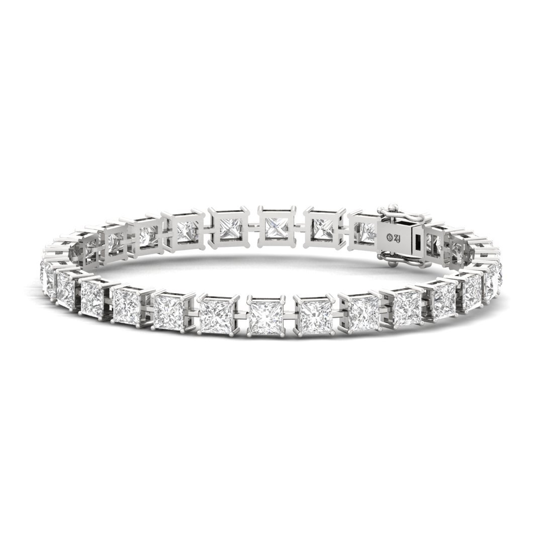 Princess Cut Diamond Tennis Bracelet | Elegant Lab Grown CVD Diamond Line Bracelet | 925 Silver | 10K | 14K | 18K - View 3