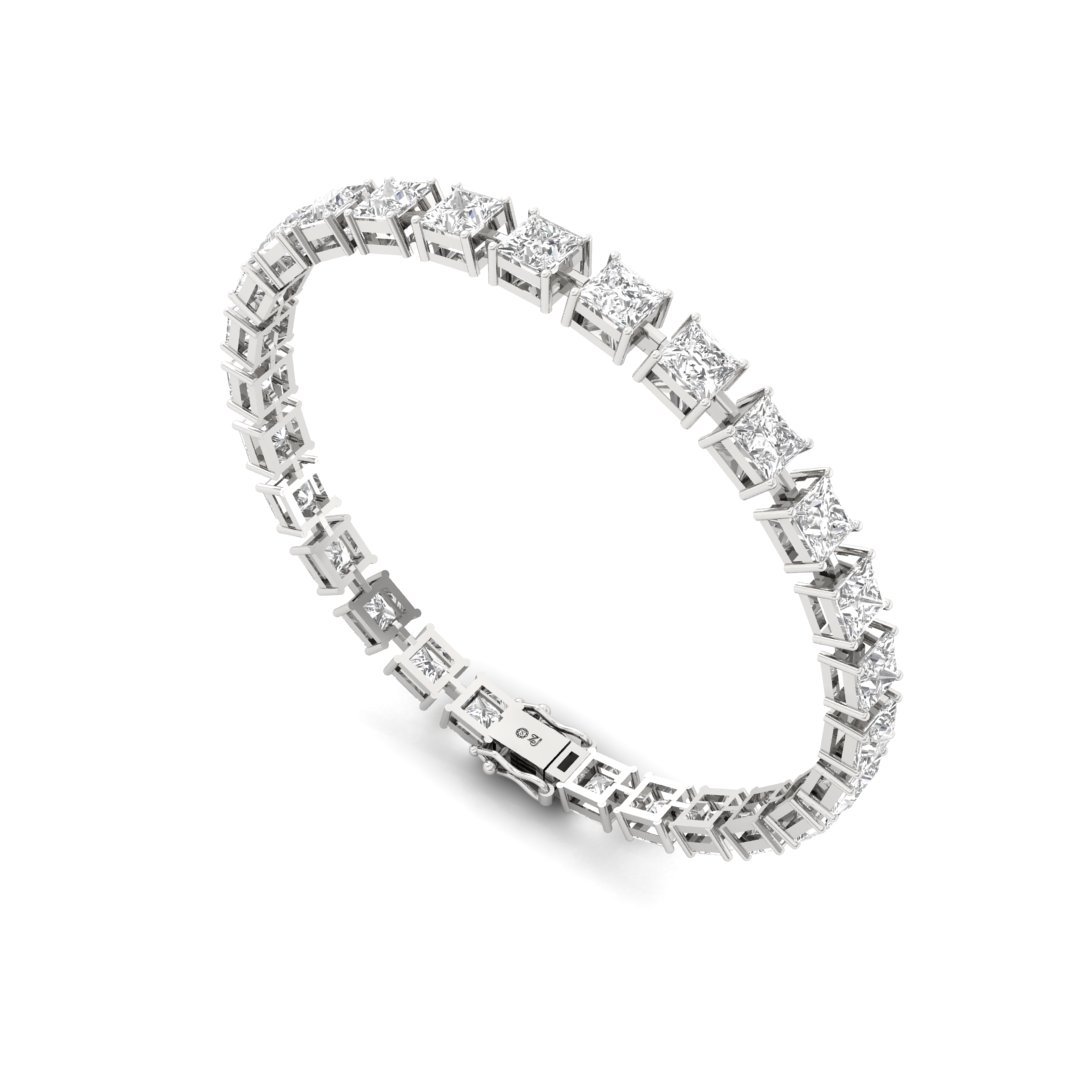 Princess Cut Diamond Tennis Bracelet | Elegant Lab Grown CVD Diamond Line Bracelet | 925 Silver | 10K | 14K | 18K - View 4