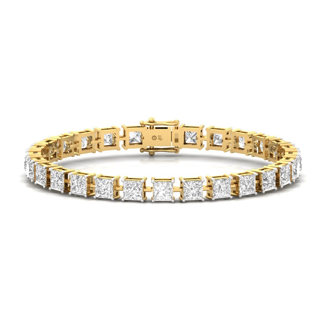 Princess Cut Diamond Tennis Bracelet | Elegant Lab Grown CVD Diamond Line Bracelet | 925 Silver | 10K | 14K | 18K - Gold Main View